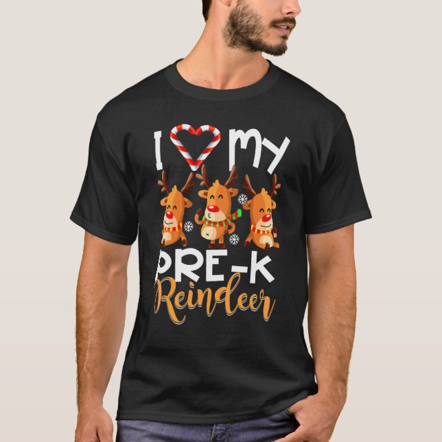 Camiseta Amo a mi profesor de renos pre k Christm (Anverso)