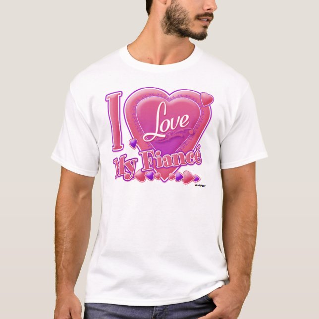 Camiseta Amo a mi prometida rosa/púrpura - corazón (Anverso)