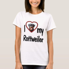 Camiseta Amo a mi rottweiler marco de foto corazón lindo