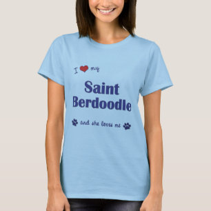 Camiseta Amo a mi santo Berdoodle (el perro femenino)