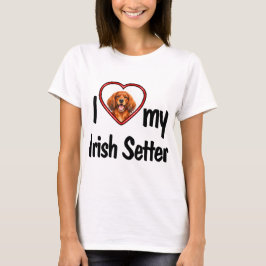 Camiseta Amo a mi Setter Irlandés Marco de Foto Corazón Roj