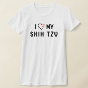 Camiseta Amo a mi Shih Tzu Corazón de Pata Rosa Perro