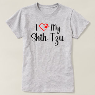 Camiseta Amo a mi Shih Tzu Corazón Rojo Pata Diseño Amante
