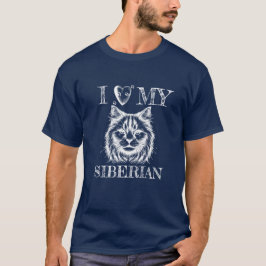 Camiseta Amo a mi siberiano, huellas de gato blancas en osc