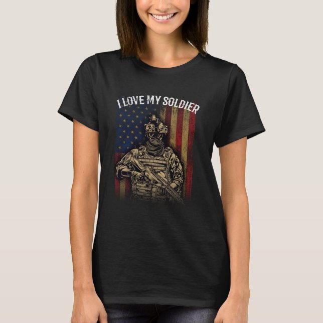 Camiseta Amo a mi soldado héroe libertad orgullosa familia  (Anverso)