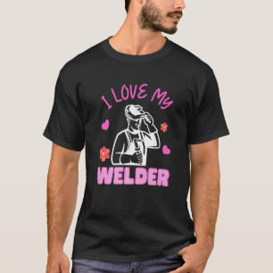 Camiseta Amo a mi soldadora esposa Chica floral madre