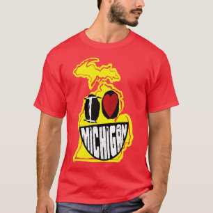 Camiseta Amo a Michigan Sonriendo Cara feliz