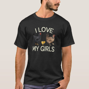 Camiseta Amo a mis chicas gallina granjera de granja traser