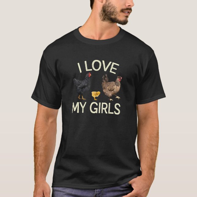 Camiseta Amo a mis Chicas Hen Chicken Farmer Backyard Farm  (Anverso)