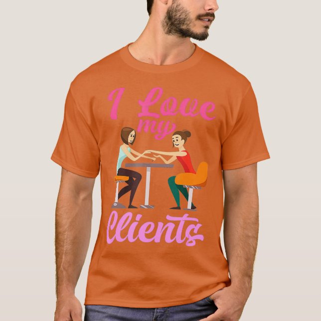 Camiseta Amo A Mis Clientes - Cuto Profesional Nail Tech (Anverso)