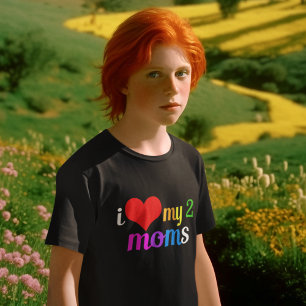 Camiseta Amo a mis dos madres niños del desfile del orgullo