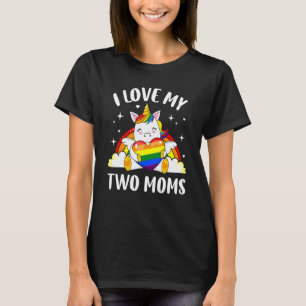 Camiseta Amo A Mis Dos Madres Orgullo Bandera De Lgbt Gay Á