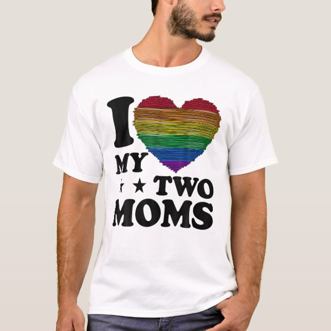 Camiseta Amo A Mis Dos Madres Tee Lesbiana Gay LGBT (Anverso)