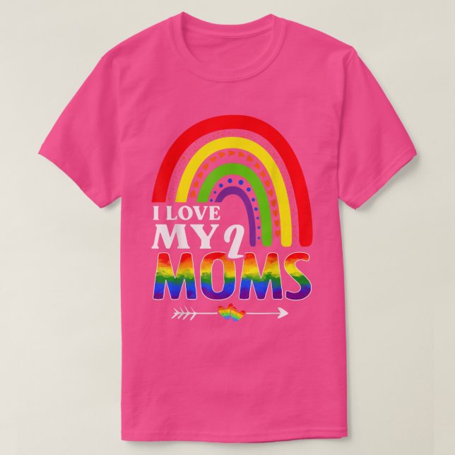 Camiseta Amo a mis dos mamás Orgullo LGBT Bandera Gay Rainb (Diseño del anverso)