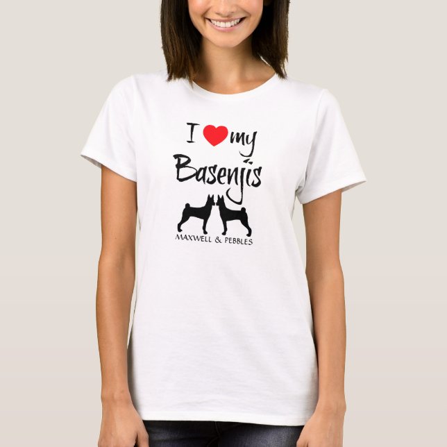 Camiseta Amo A Mis Dos Perros Basenji (Anverso)