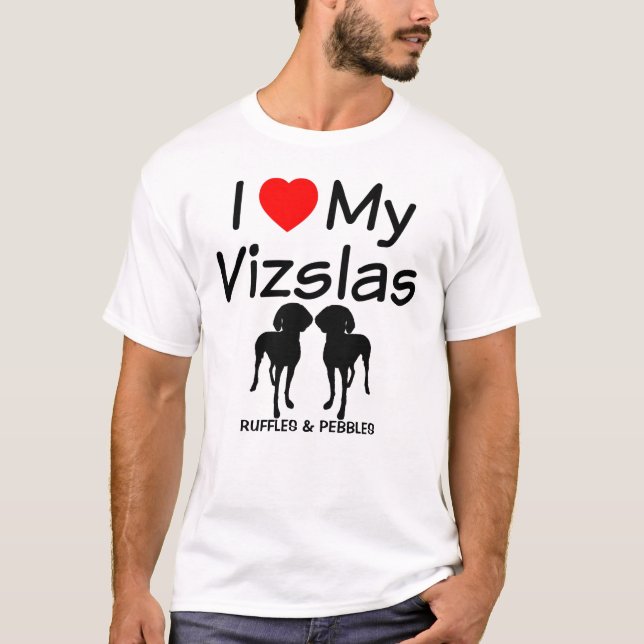 Camiseta Amo A Mis Dos Perros Vizsla (Anverso)