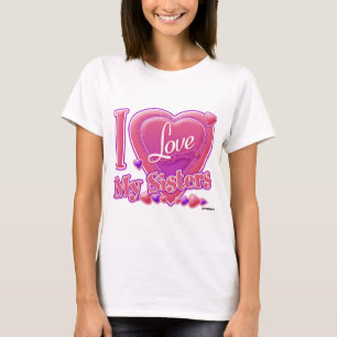Camiseta Amo a mis hermanas rosa/púrpura - corazón