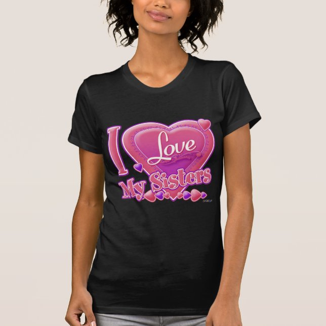 Camiseta Amo a mis hermanas rosa/púrpura - corazón (Anverso)