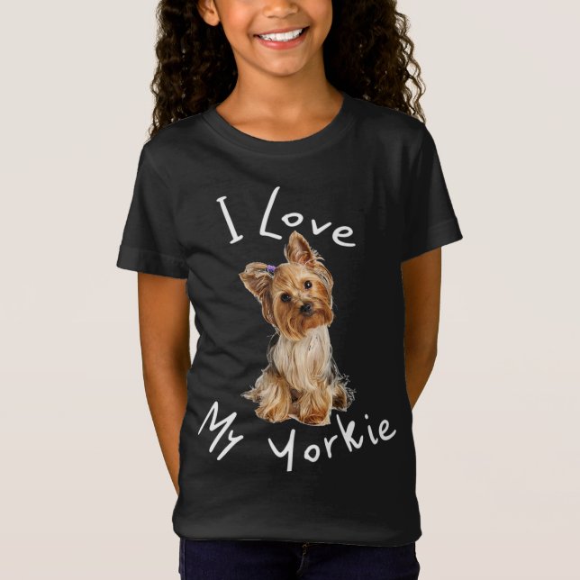 Camiseta Amo a mis hombres yorquis mujeres niños perro idea (Anverso)