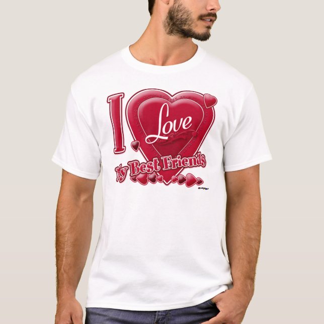 Camiseta Amo a mis mejores amigos rojos - corazón (Anverso)