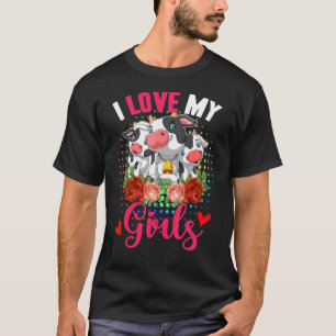 Camiseta Amo a mis niñas Tres vacas lindas Flores Granjero