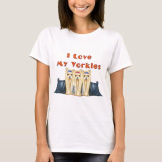 CAMISETA AMO A MIS YORKIES TRES TERRERISTAS DE YORKSHIRE