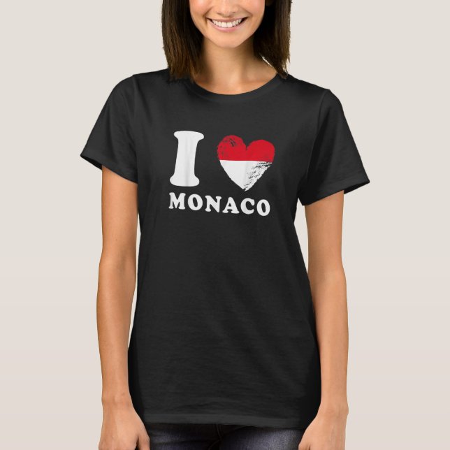 Camiseta Amo a Monaco Drapeau en forme de coeur Monaco (Anverso)