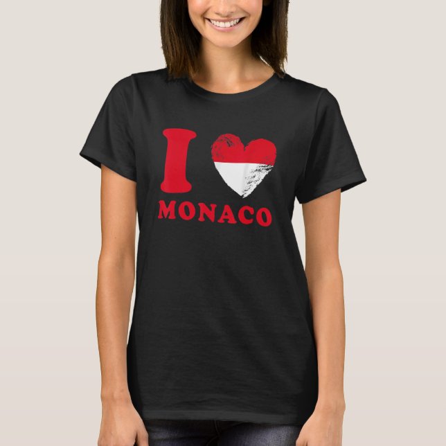 Camiseta Amo a Monaco Drapeau en forme de coeur Monaco (Anverso)