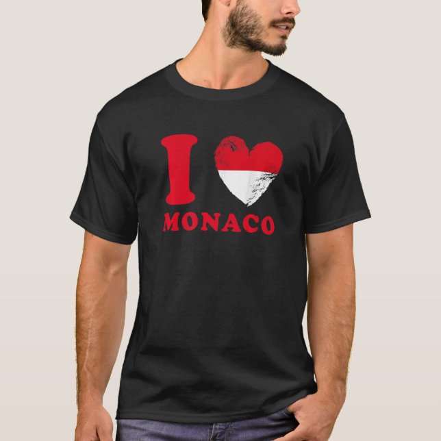 Camiseta Amo a Monaco Drapeau en forme de coeur Monaco 1 (Anverso)