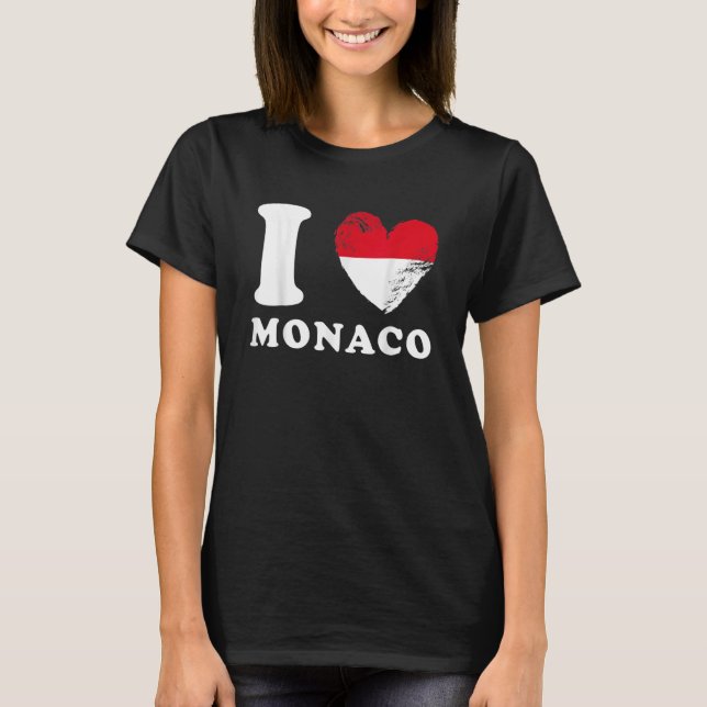 Camiseta Amo a Monaco Drapeau en forme de coeur Monaco 1 (Anverso)
