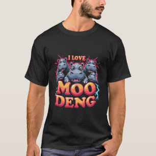 Camiseta Amo a Moo Deng Baby Hippo Amantes