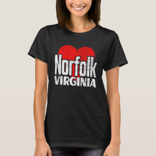 Camiseta Amo a Norfolk Virginia Retro Gran Corazón Norfolk