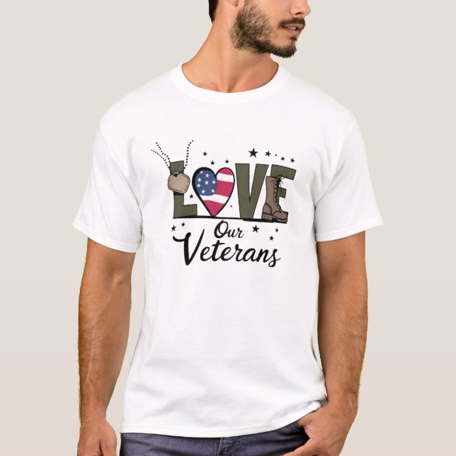 Camiseta Amo a nuestros veteranos Día del Orgulloso Veteran (Anverso)