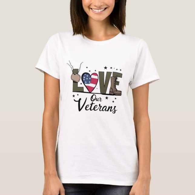 Camiseta Amo a nuestros veteranos Día del Orgulloso Veteran (Anverso)