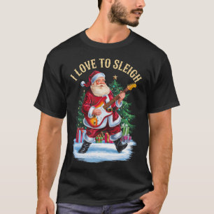Camiseta Amo a Papá Noel tocando la guitarra eléctrica de r