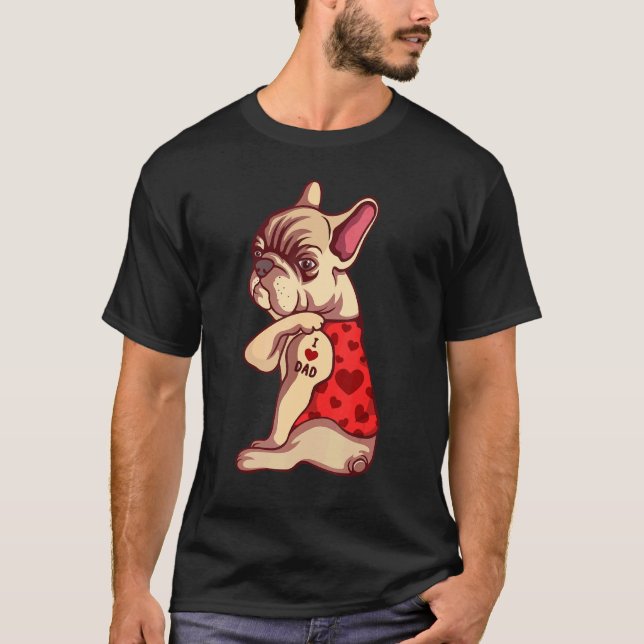 Camiseta Amo a papá Perro Tatuaje Inglés Bulldog Bul Francé (Anverso)