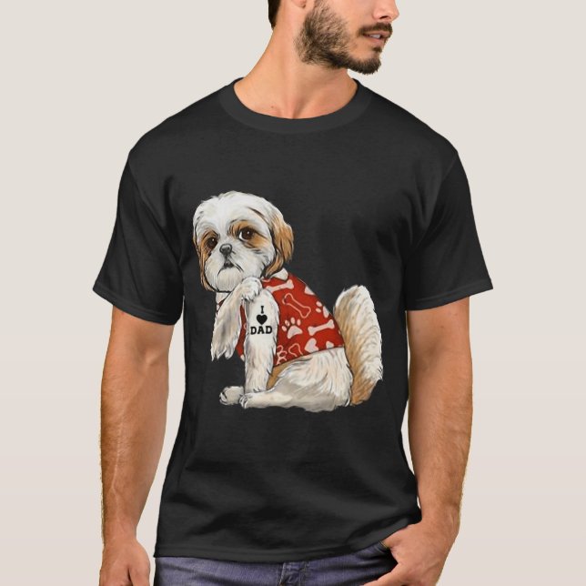 Camiseta Amo a papá Tattoo Shih Tzu Dad Dia Funny del Padre (Anverso)