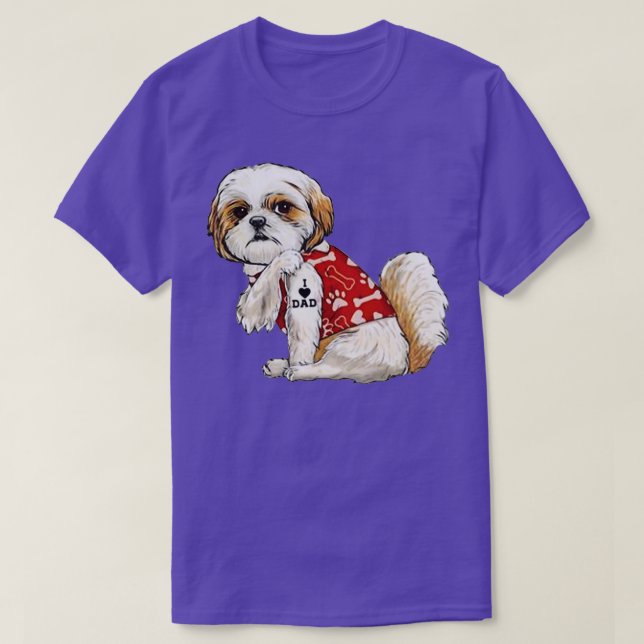 Camiseta Amo a papá Tattoo Shih Tzu Dad Funny Fathers Day G (Diseño del anverso)