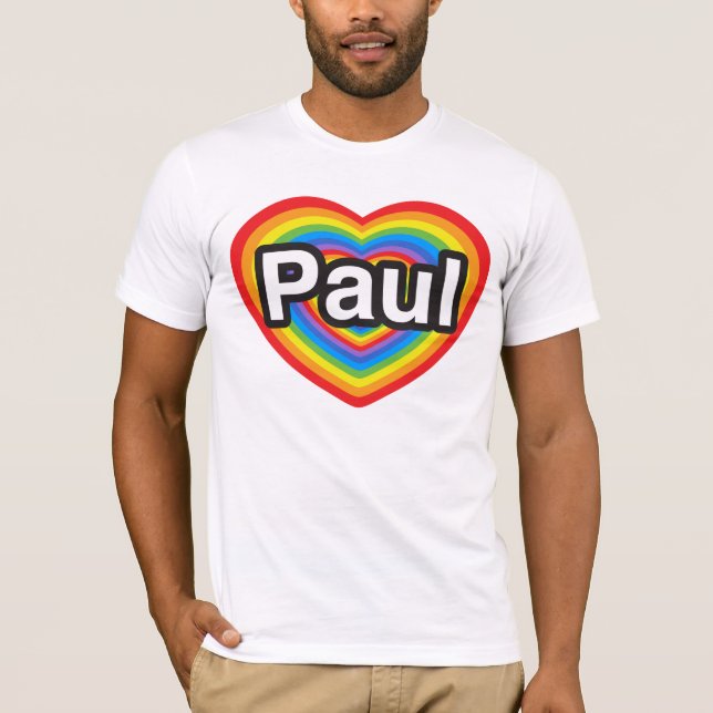 Camiseta Amo a Paul. Te amo Paul. Corazón (Anverso)