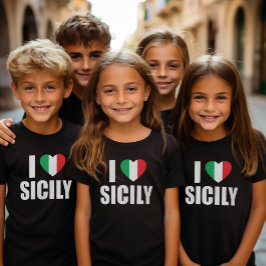 Camiseta Amo a Sicilia Bandera Italiana Niños del Corazón