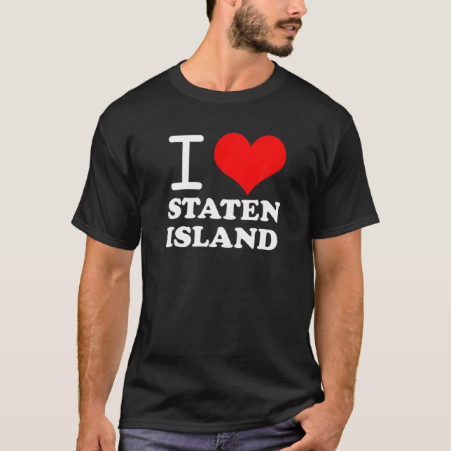 Camiseta Amo a Staten Island Red Heart Meme Gracioso (Anverso)
