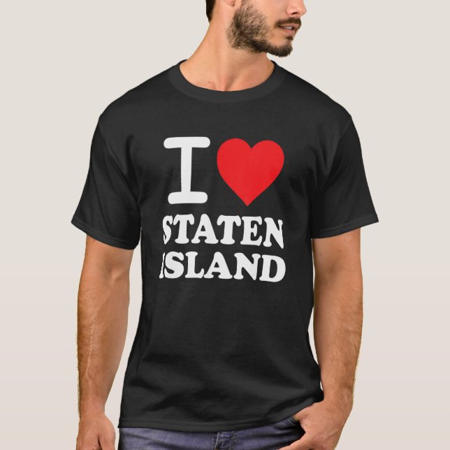 Camiseta Amo a Staten Island Red Heart Meme Gracioso (Anverso)