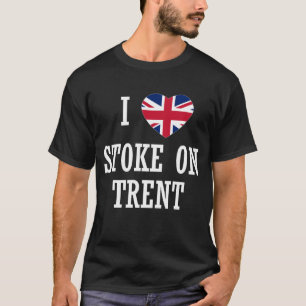Camiseta Amo a Stoke en Trent England bandera escuchada