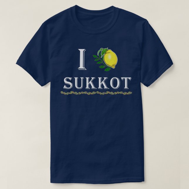 Camiseta Amo a Sukkot Gracioso - Con las cuatro especies y  (Diseño del anverso)