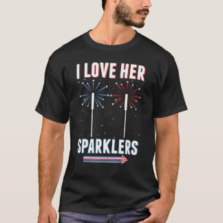Camiseta Amo a sus espumantes 4 de julio, parejas de fuegos