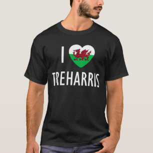Camiseta Amo a Treharris Wales Bandera Dragón del corazón G