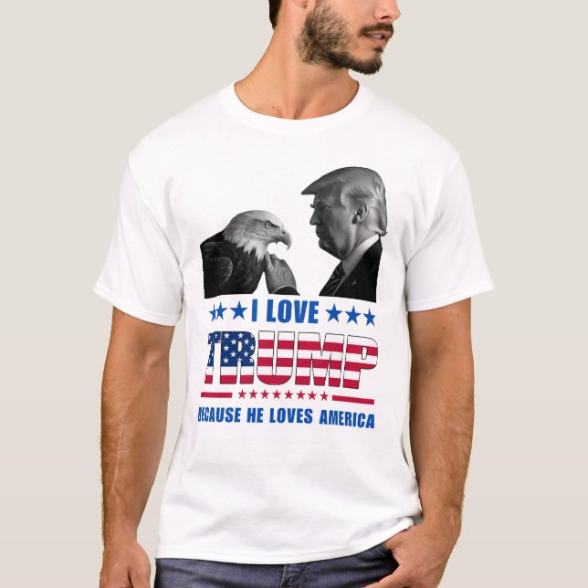 Camiseta Amo a Trump y a los Estados Unidos del Águila Calv (Anverso)