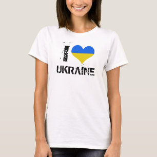 Camiseta Amo a Ucrania con la bandera de Ucrania en el cora