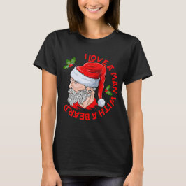 Camiseta Amo A Un Hombre Con Una Barba Hipster Santa Claus