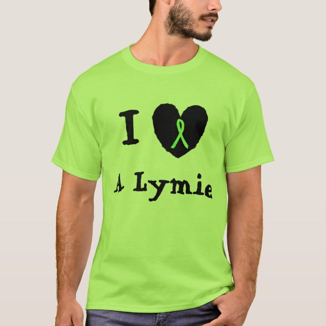 Camiseta Amo a un Lymie, Corazón con Cinta de Concientizaci (Anverso)